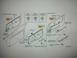Deurpaneel linksvoor Nissan Micra K11 SLX 80901-4F800 Gebruikt.