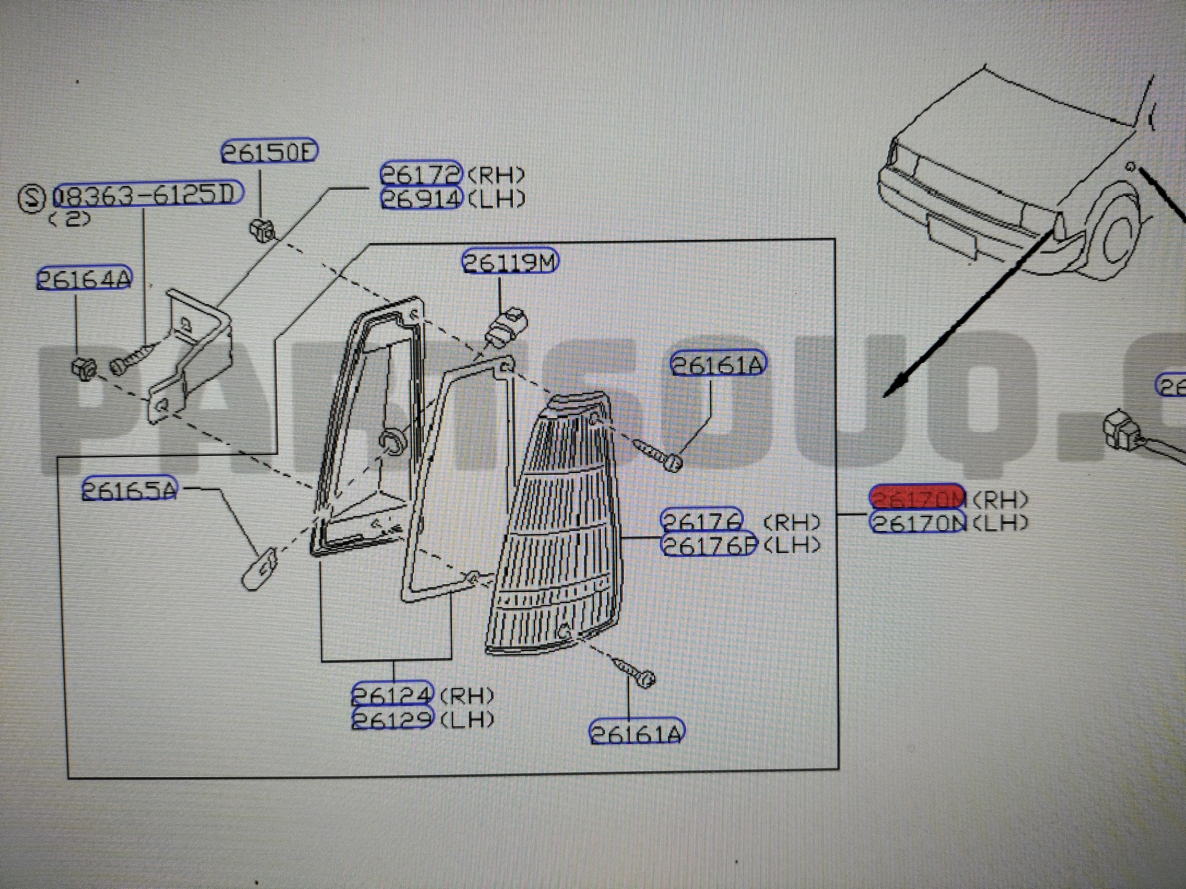 Lamp clearance, right-hand Nissan Micra K10 26170-22B00 Used part.