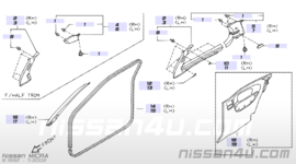 Afdekkap veiligheidsgordel rechts interieur Nissan Micra K11 76913-1F701