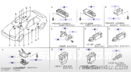 Bedieningsschakelaar elektrisch dakraam Nissan Sunny N14 25450-70Y00