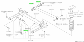 Bus schokdemper achteras Nissan 56119-V6000 D21/ E24/ GC22/ M10/ WD21/ Y10/ Y60 Origineel.