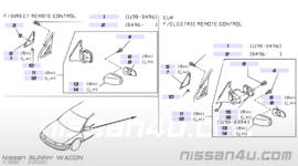 Spiegelglas links Nissan Sunny Wagon Y10 96366-73R00 (3666) (R1400) Gebruikt