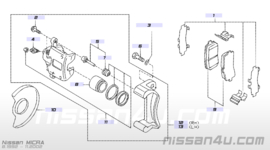 Remblokset vooras Nissan Micra K11 41060-99B25 Nieuw.