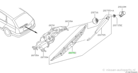 Blade rear window wiper Nissan 28790-AU500 K12/ P12 Original.