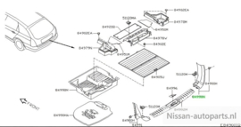 Afdekkap kofferkleprand rechts Nissan Primera P12 Wagon - uitvoering 84990-AV700 Gebruikt.