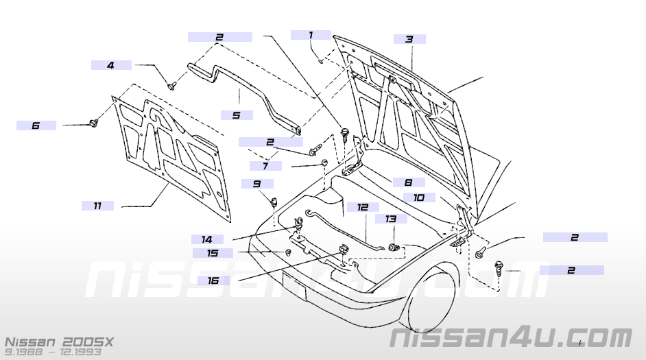 Hood Nissan 200SX S13 65100-40F02 New, dent.