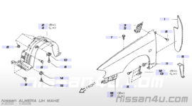 Zijscherm rechts Nissan Almera N16 63100-4M630 (BW3)