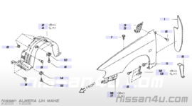 Zijscherm links Nissan Almera N16 63101-4M630
