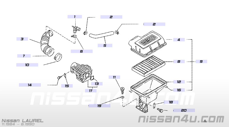 Mass air flow L24E Nissan Laurel C32 Original.