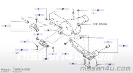 Montagesteun differentieel vooras Nissan Terrano2 R20 54720-0F000 Gebruikt.