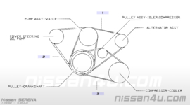 V-snaar 13x950 aircocompressor Nissan Serena LD23 11920-9C600
