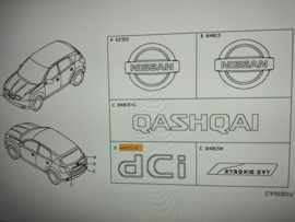 Embleem DCI 90892-AX80A E11/ J10/ JJ10/ K12/ M20M/ N16/ P12/ R51/ V10 Nissan Origineel.