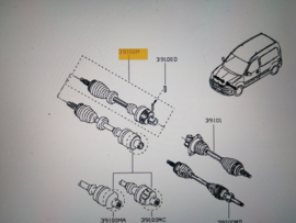 Aandrijfas rechts K9K Nissan Kubistar X76 8200274162