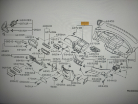 Middenpaneel dashboard Nissan Almera Tino V10 68260-BU205 Origineel.