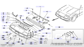 Afstandsplaat koplamp links Nissan 300ZX Z31 62061-01P02 Gebruikt.