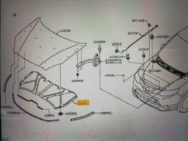 Hitteschild motorkap Nissan Qashqai J12 65840-6UA0A Origineel.