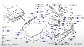 Plastic interieurdeel rechtsachter Nissan Bluebird T72 84941-Q9601