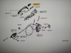 Deurgreepdeel buitenzijde rechtsvoor Nissan Leaf ZE0E 80646-JN00A Origineel.