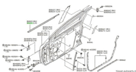 Moulding front door outside, left-hand Nissan Primera P12 80821-AV600 Used part.