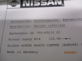 Achterklepspoiler Nissan Sunny N14 KE790-65C10 Origineel.