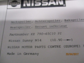 Achterklepspoiler Nissan Sunny N14 KE790-65C10