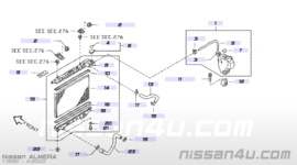 Montagerubber onderzijde radiateur Nissan 21507-0M000 B13/ N14/ N15 Gebruikt.