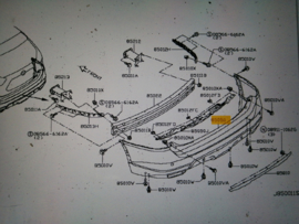 Fascia-rear bumper Nissan X-Trail T32 85022-6FR0H Damage