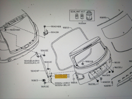 Bevestiging gasveer achterklep linksonder Nissan Qashqai J10 90459-JD01A