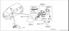 Spiegelkap links Nissan Note E12 96374-3VV1B Origineel.