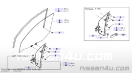 Raammechanisme met motor rechtsvoor Nissan Almera N16 80700-BM706
