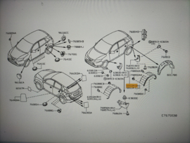 Spatbordverbreder rechtsachter Nissan Qashqai J11 93828-4EA0A Nieuw.
