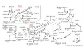 Assembly tube exhaust, front + catalysts Nissan Micra K10 20010-19B01 + 20800-19B80 + 20802-01Y85 Used part.