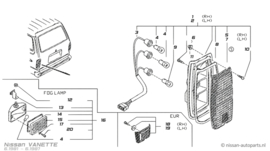 Achterlicht links Nissan Vanette C120 26555-G4002 Origineel.