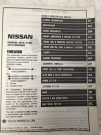 Service manual '' Model B12 and N13 series Supplement III CA16DE engine model '' Nissan Sunny B12 / Nissan Sunny N13 '' SM8E-N3BSG0 Used part.