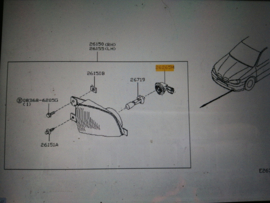 Lampfitting mistlamp Nissan 26265-6F700 K11/ P11 Origineel.