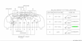 Socket & bulb assy, blue 14v 2W 24860-40F02 Original.