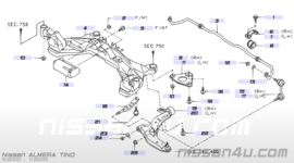 Reactiestang stabilisator vooras rechts Nissan Almera Tino V10 54618-BU70A Origineel