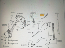 Afdekkap zijscherm Nissan Pulsar C13 66895-3GF0A