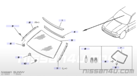 Sierstrip voorruit Nissan Sunny N14 rechts 72760-50C10