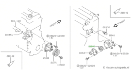 Thermostaat Nissan Micra K11 21200-41B0A Origineel.
