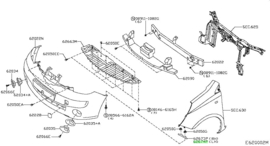 Steun voorbumper links Nissan Note E11 62225-9U000 Origineel.