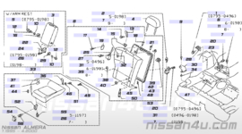 Achterbankzitting links Nissan Almera N15 88350-1N041