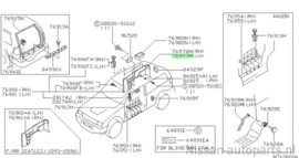 Afdekkap achterzijde links Nissan Terrano2 R20 84957-0X800 Gebruikt.