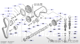 Geleiderol distributieriem CD17 / CD20 Nissan 13077-54A00 B12 / N13 / N14 / N15 / P10 / W10/ Y10 Nieuw.