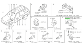 Cover-door switch Nissan 25368-6P000 A32/ D22/ E24/ N15/ R50/ S14/ Y10/ Y60/ Y61/ Z32 Original.