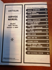 Service manual '' Model N10 series Chassis and body'' SM9E-0N10G0 Datsun Cherry N10
