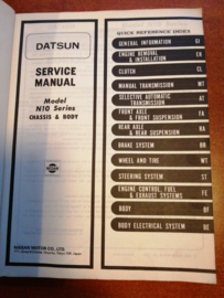 Service manual '' Model N10 series Chassis and body'' SM9E-0N10G0 Datsun Cherry N10