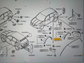 Over fender-rear right-hand Nissan Qashqai J10 93828-BR01A (93828-BR0**)