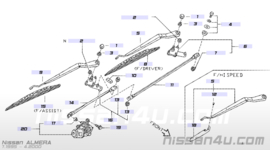 Ruitenwissermotor Nissan Almera N15. voorzijde. 28810-1M200