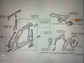 Reinforce-seat belt anchor, left-hand Nissan Primera P11 hatchback 76685-2F730 Used part.